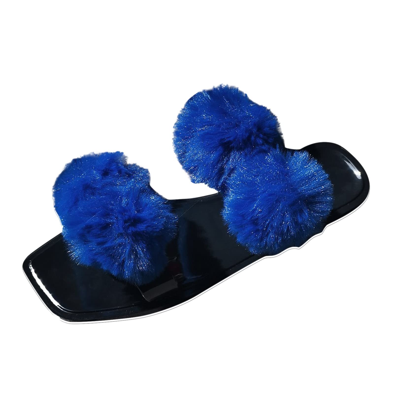 Women's Plush Open-Toe Slide Slippers - Breathable Flat Sandals for Spring & Summer - Large Size Comfortable House Shoes for Women - Perfect for Lounging, Beach, and Indoor Wear