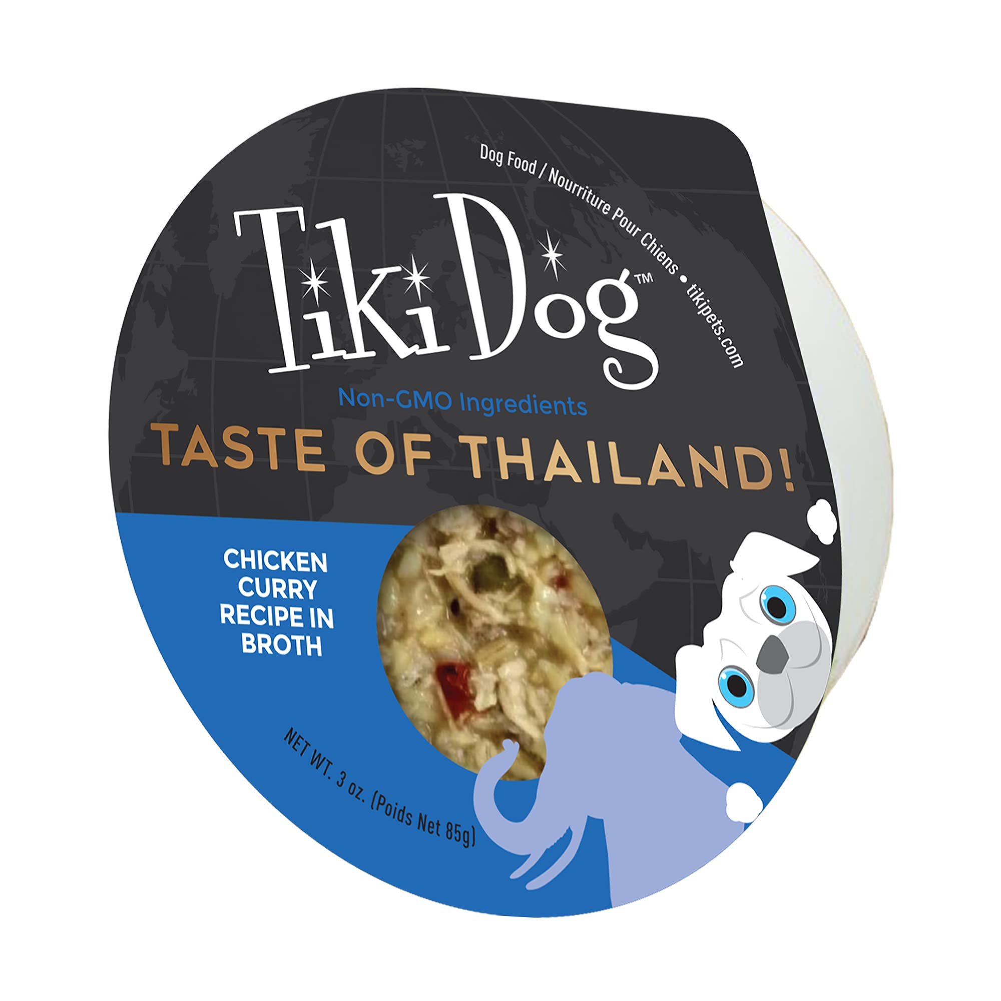 Tiki Dog Taste of The World - Premium Whole Foods Wet Dog Food - Thailand Chicken Curry Flavor - 3 oz Cup - Perfect for Small Breeds & Picky Eaters