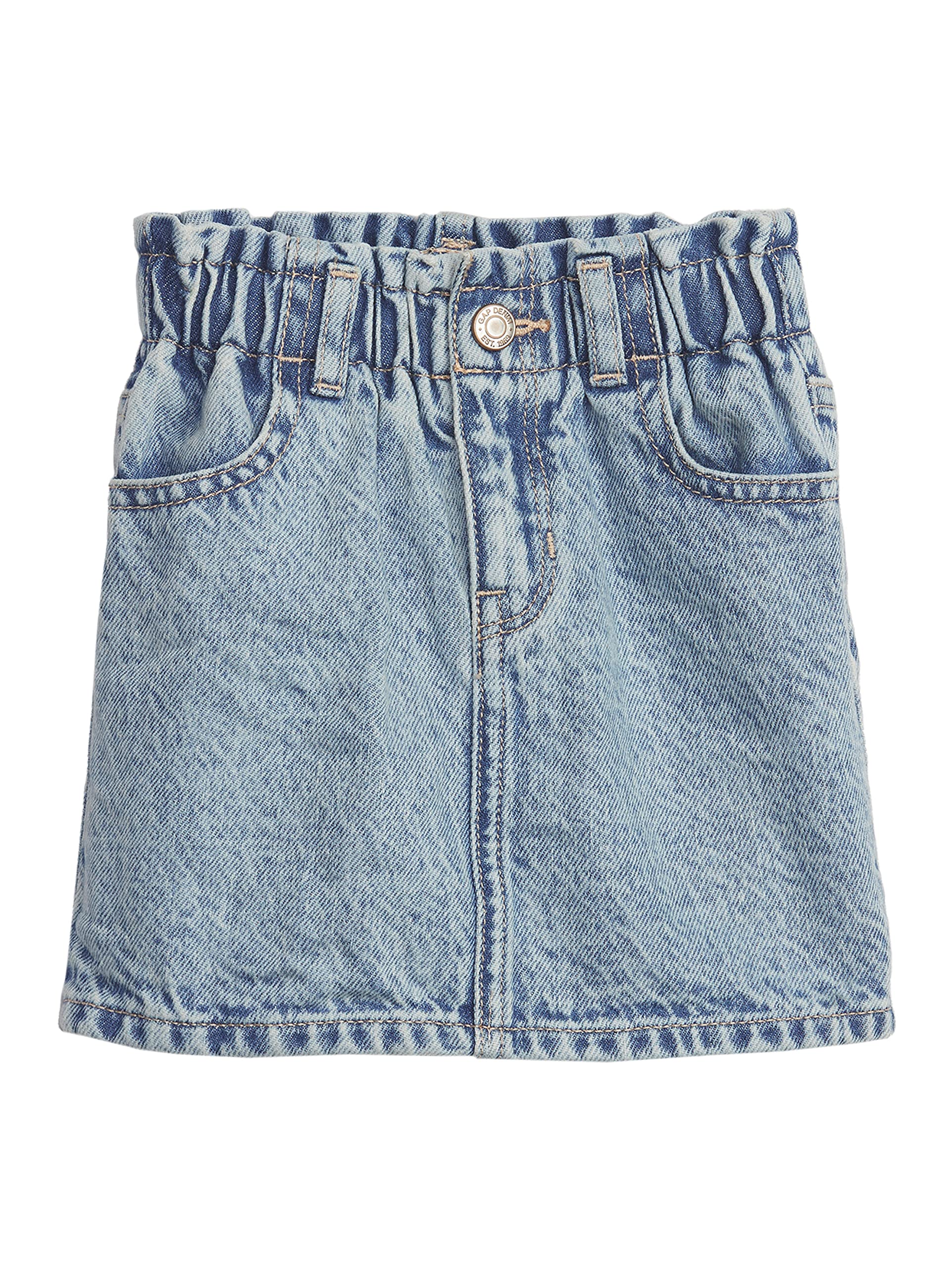 GAP Baby Girls' Ruffle Waist Denim Skirt - Cute & Comfortable Toddler Outfit for Playdates, Photos & Special Occasions