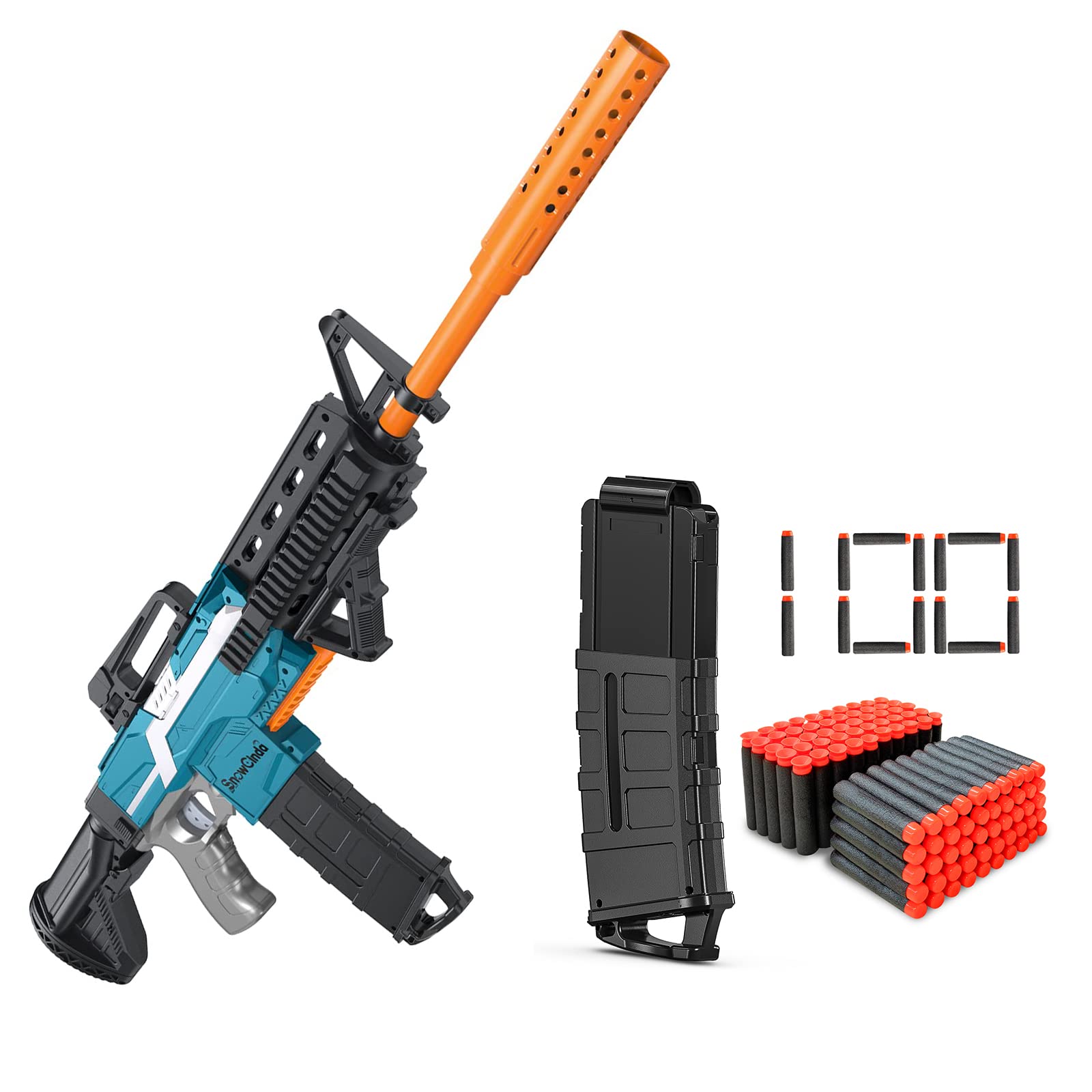 Electric Toy Gun with 2 Magazine Clips & 200 Foam Darts - Automatic Foam Blaster for Kids Ages 8-12 | DIY Nerf Style Toy Machine Gun | Perfect for Outdoor Play, Birthday Gifts & Nerf Battles