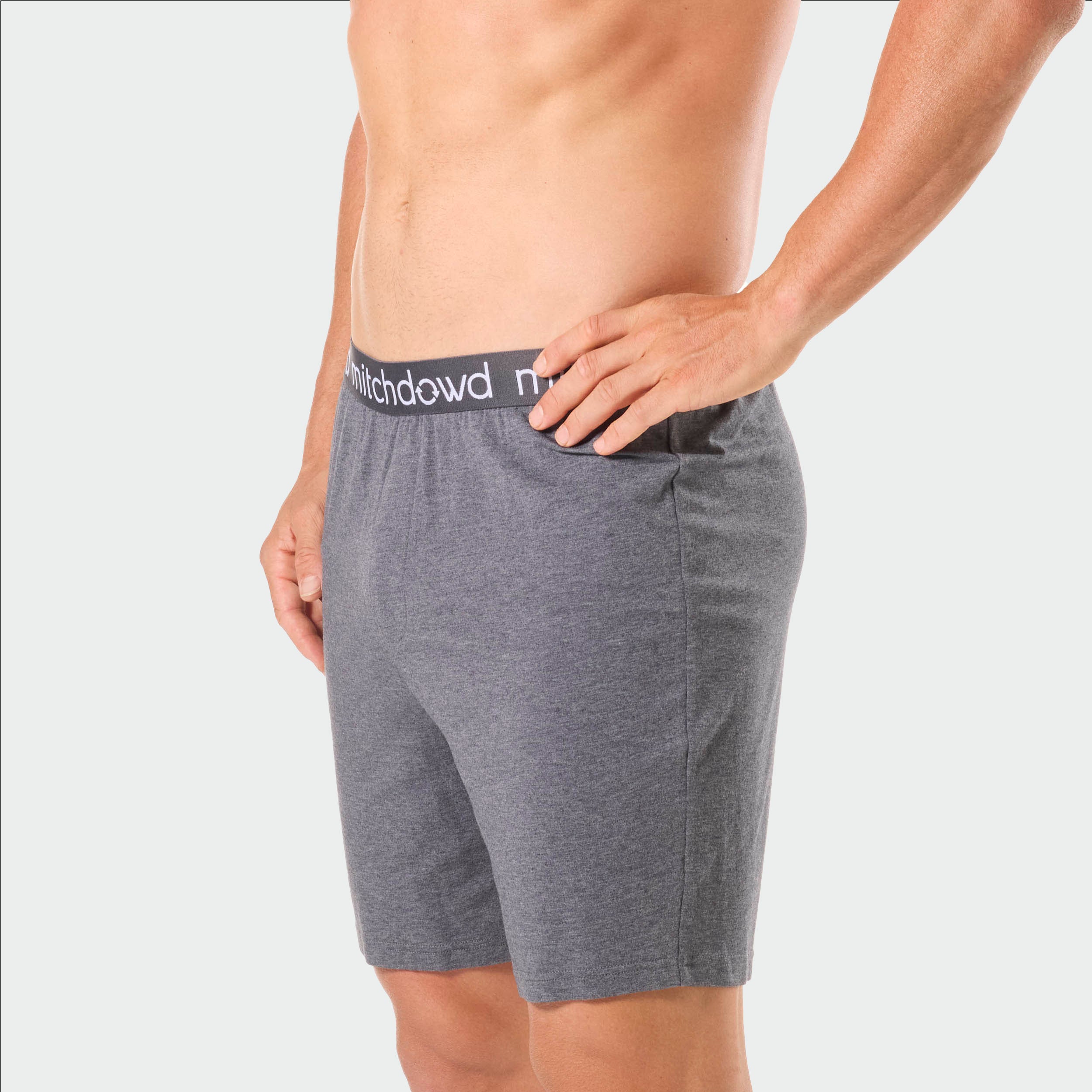 Men's Soft Bamboo Knit Sleep Shorts - Grey Marle | Breathable Lounge Pajama Shorts for Comfortable Sleep & Relaxation at Home