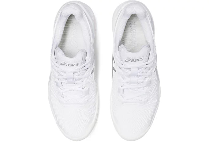 ASICS Women's Gel Resolution 9 Tennis Shoes - White/Silver - Lightweight Stability Court Sneakers for Women - Perfect for Tennis, Pickleball & Casual Wear