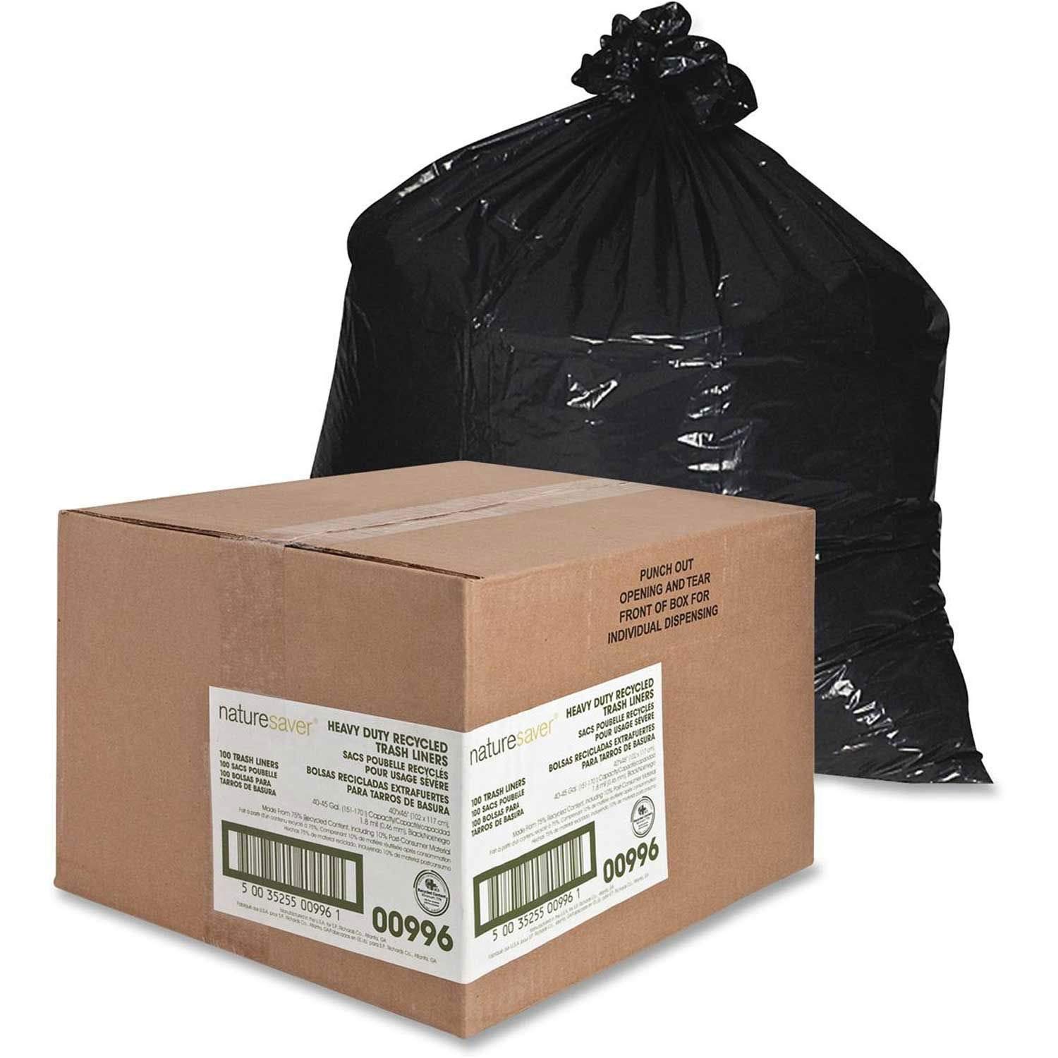 Eco-Friendly Black Low-Density Recycled Trash Bags - Large 30 Gallon Can Liners for Kitchen, Office & Outdoor Waste Disposal