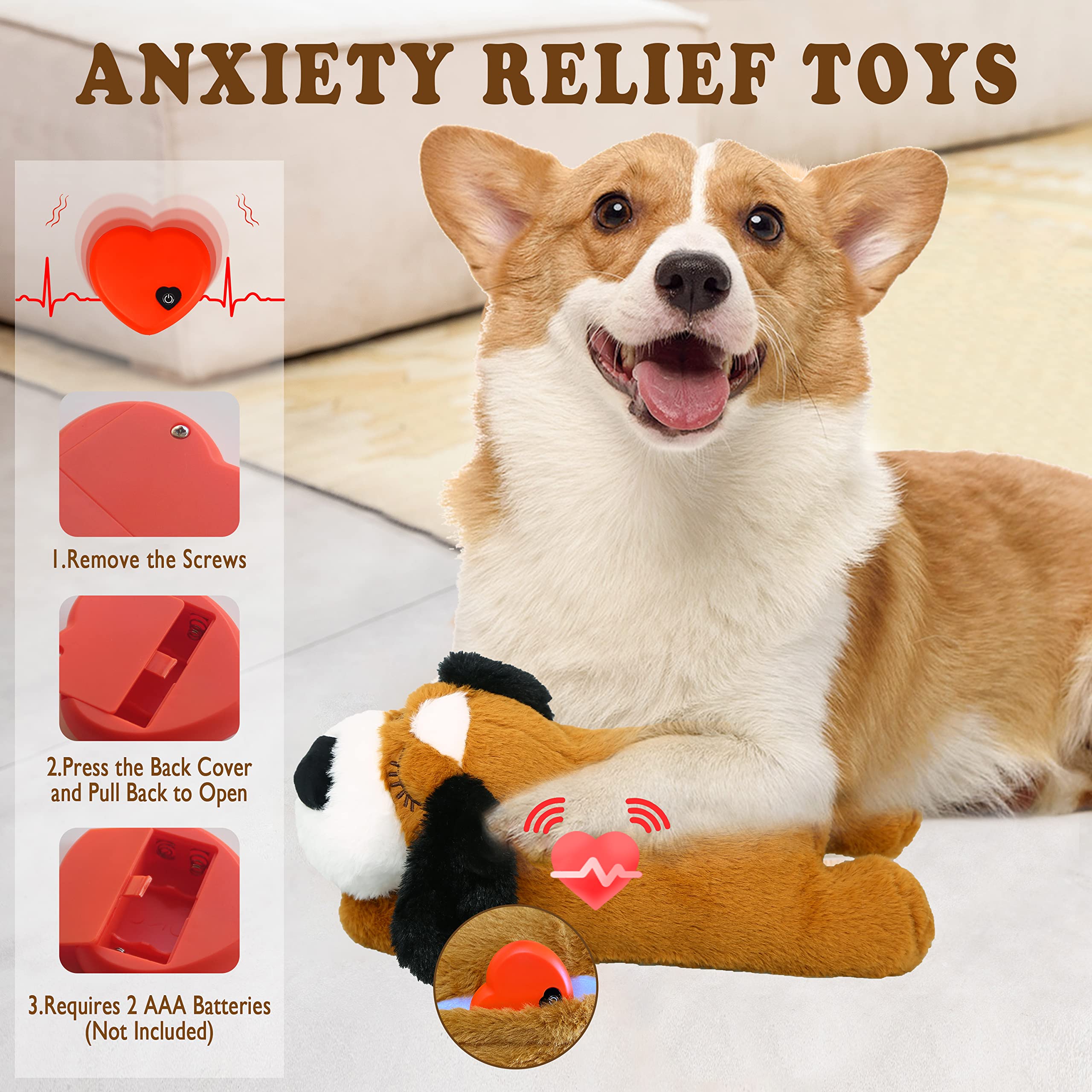 Heartbeat Puppy Toy for Small Dogs - Calming Sleep Aid & Anxiety Relief Plush Toy for Puppies, Cats, and Pets - Perfect for Separation Anxiety Training and Comfort (Yellow) | Ideal for Bedtime, Crate Training, and Soothing Nervous Pets