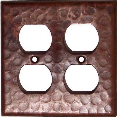 Hammered Copper Double Outlet Switch Plate Cover - Decorative Wall Plate for Living Room, Bedroom & Kitchen Electrical Outlets