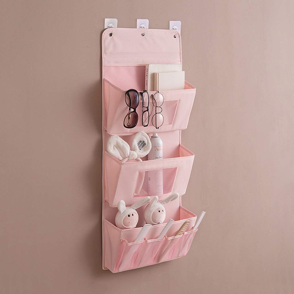 Linen Wall Hanging Storage Organizer - 3-Pocket Closet Organizer for Kids Room, Toys, Books & Cosmetics | Space-Saving Home & Dorm Organization Solution (Color: A)