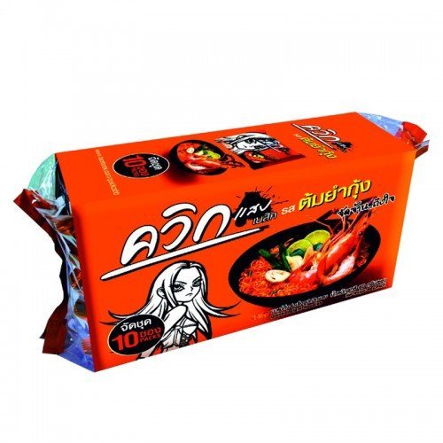 Wai Wai Quick Instant Noodles - Shrimp Tom Yum Flavor (60g x 10 Pack) | Authentic Thai Street Food | Perfect for Quick Meals, Office Lunches & Late Night Snacks