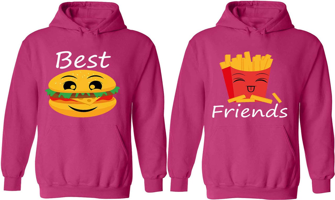 Burger and French Fries Matching Couple Hoodies - Best Friend Forever Sweaters for Casual Outings and Cozy Nights