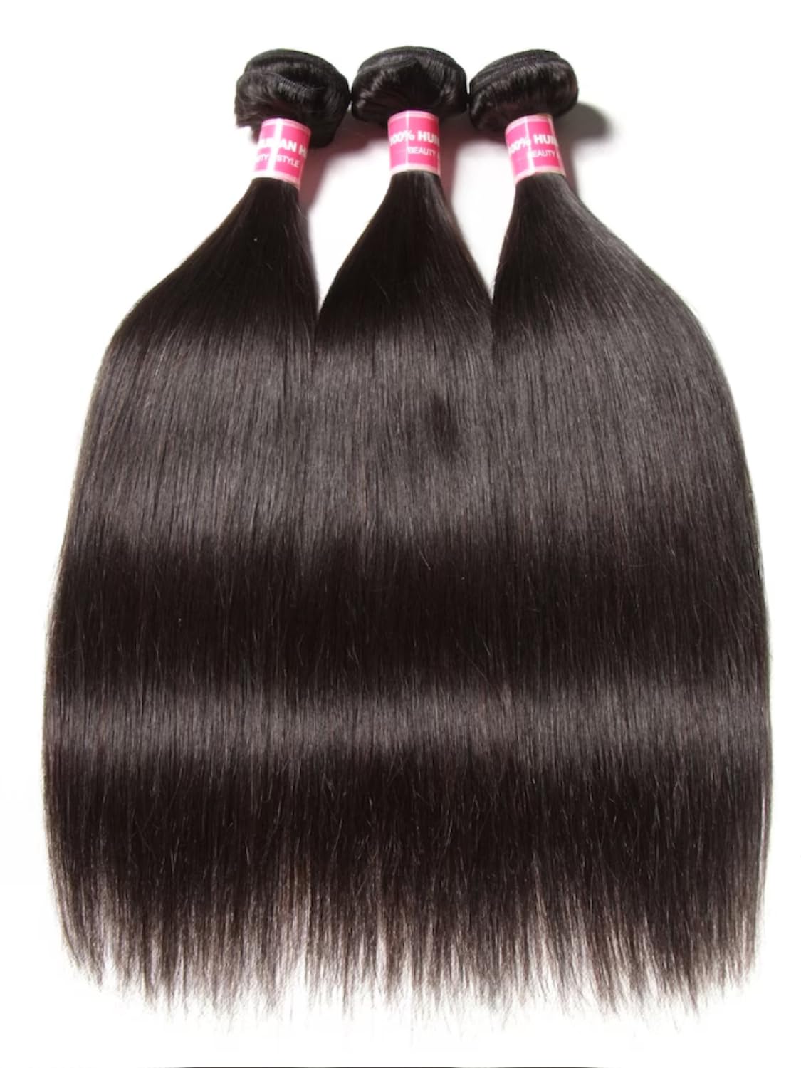 UNice Brazilian Straight 100% Virgin Human Hair Extensions - 3 Bundles Weft (10 12 14 Inch) | Natural Black Color | Perfect for Daily Wear, Styling & Special Occasions