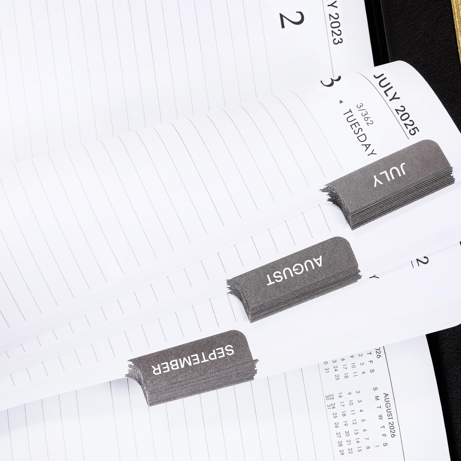 2025-2026 Academic Planner - A5 Daily Diary with Day Per Page (July 2025-June 2026) | Productivity Organizer with Monthly Tabs, Inner Pocket | 14.5 x 21 cm Black Banded Notebook | Perfect for Students, Professionals & Goal Tracking