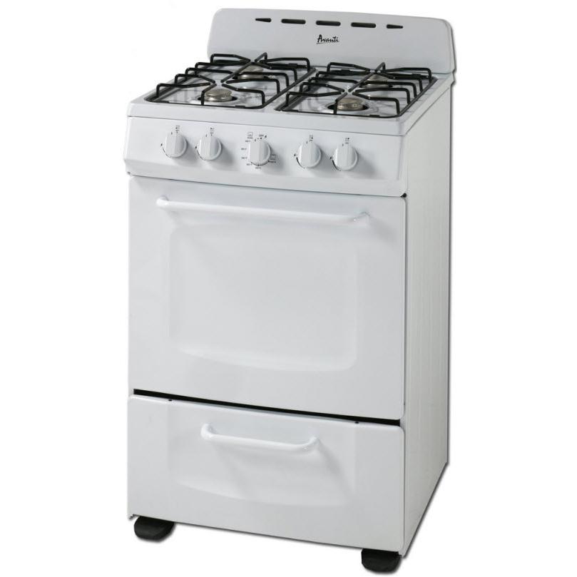 Avanti 24 Inch Freestanding Gas Range - 4 Burner Stainless Steel Stove with Oven - Perfect for Home Kitchen Cooking & Baking (Model GRO24P0W)