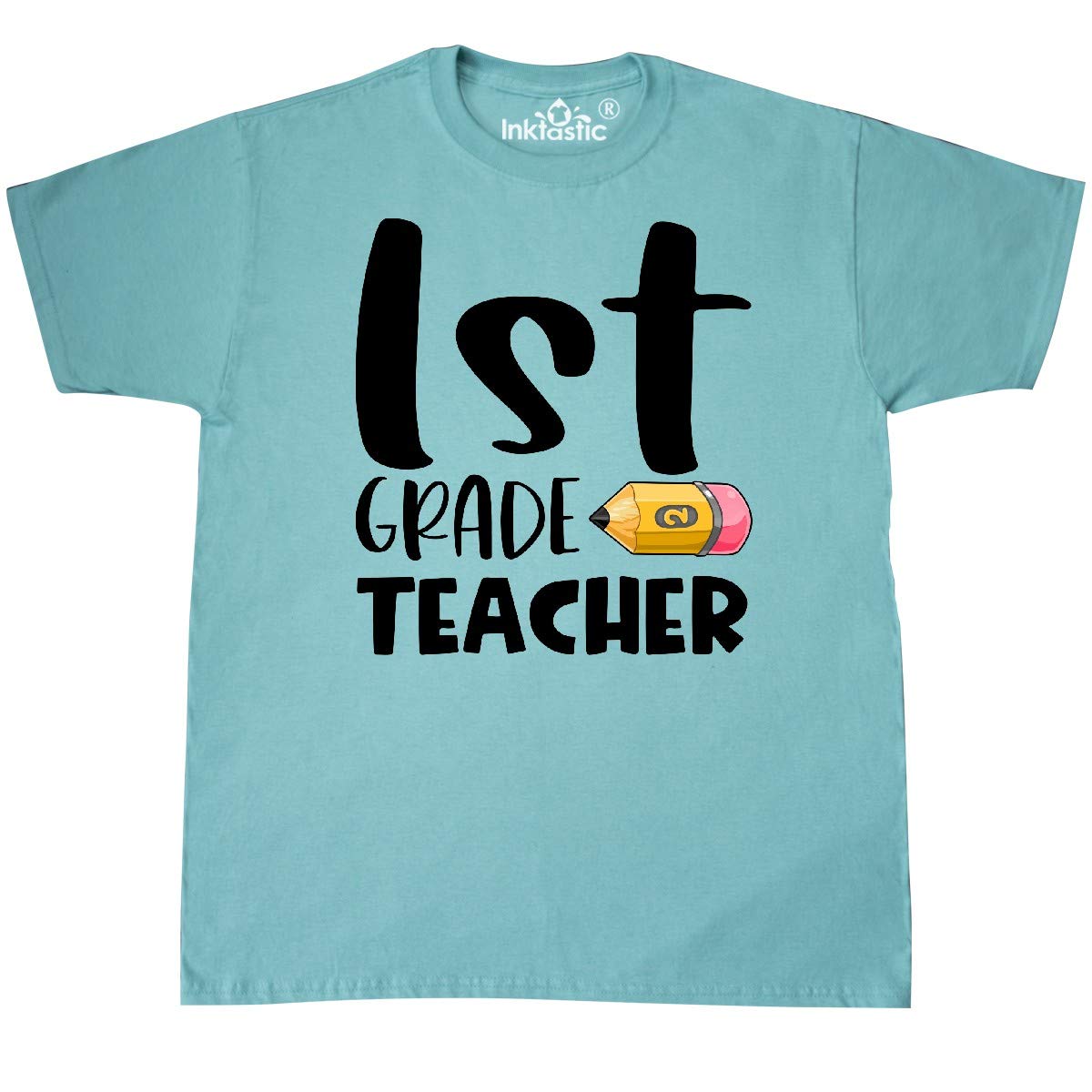 Inktastic First Grade Teacher Pencil Graphic T-Shirt - Fun & Comfortable Cotton Tee for Classroom, School Events & Teacher Appreciation Gifts