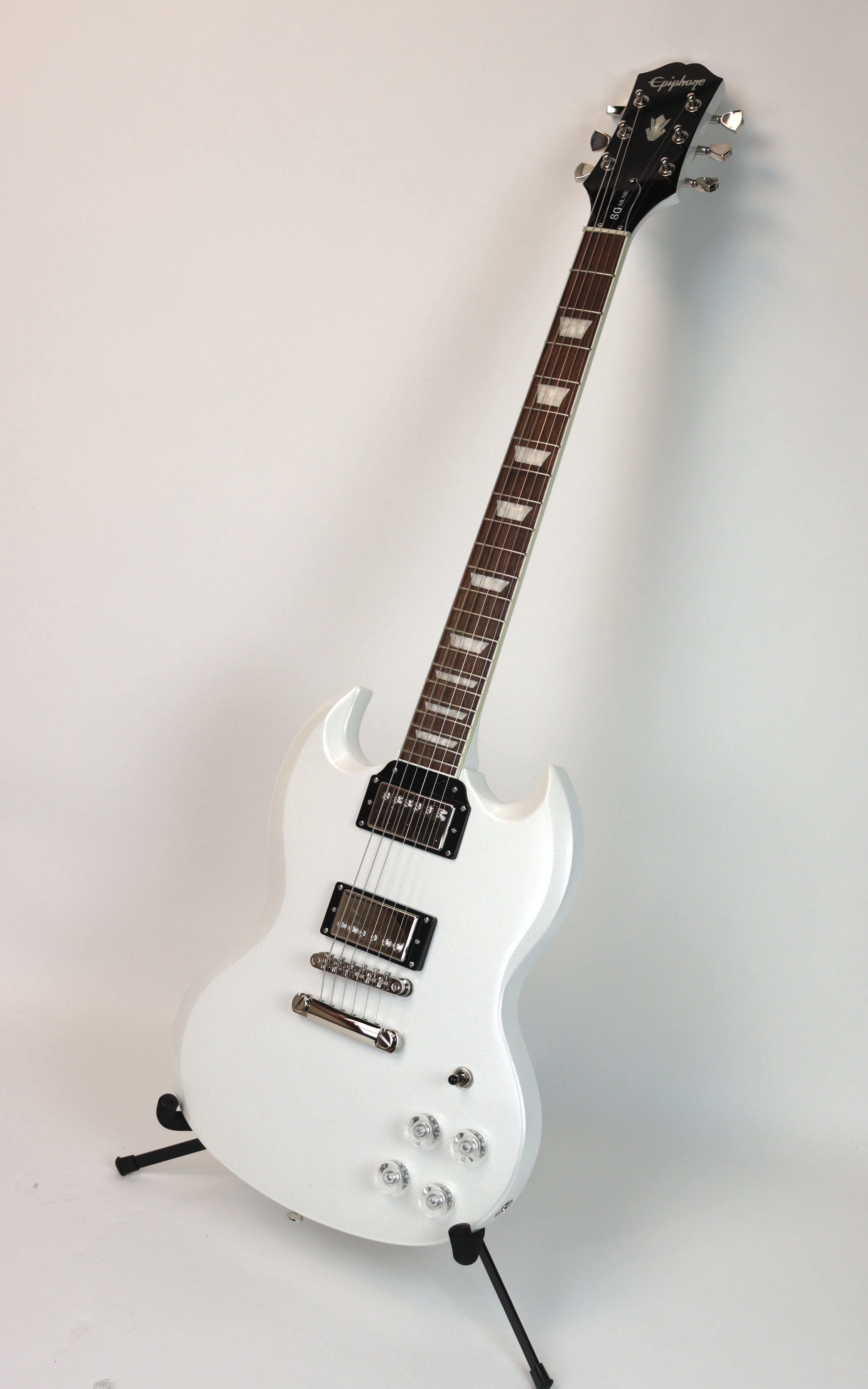 Epiphone SG Muse Electric Guitar - Pearl White Metallic Finish | Rock & Blues Performance Guitar for Stage & Studio
