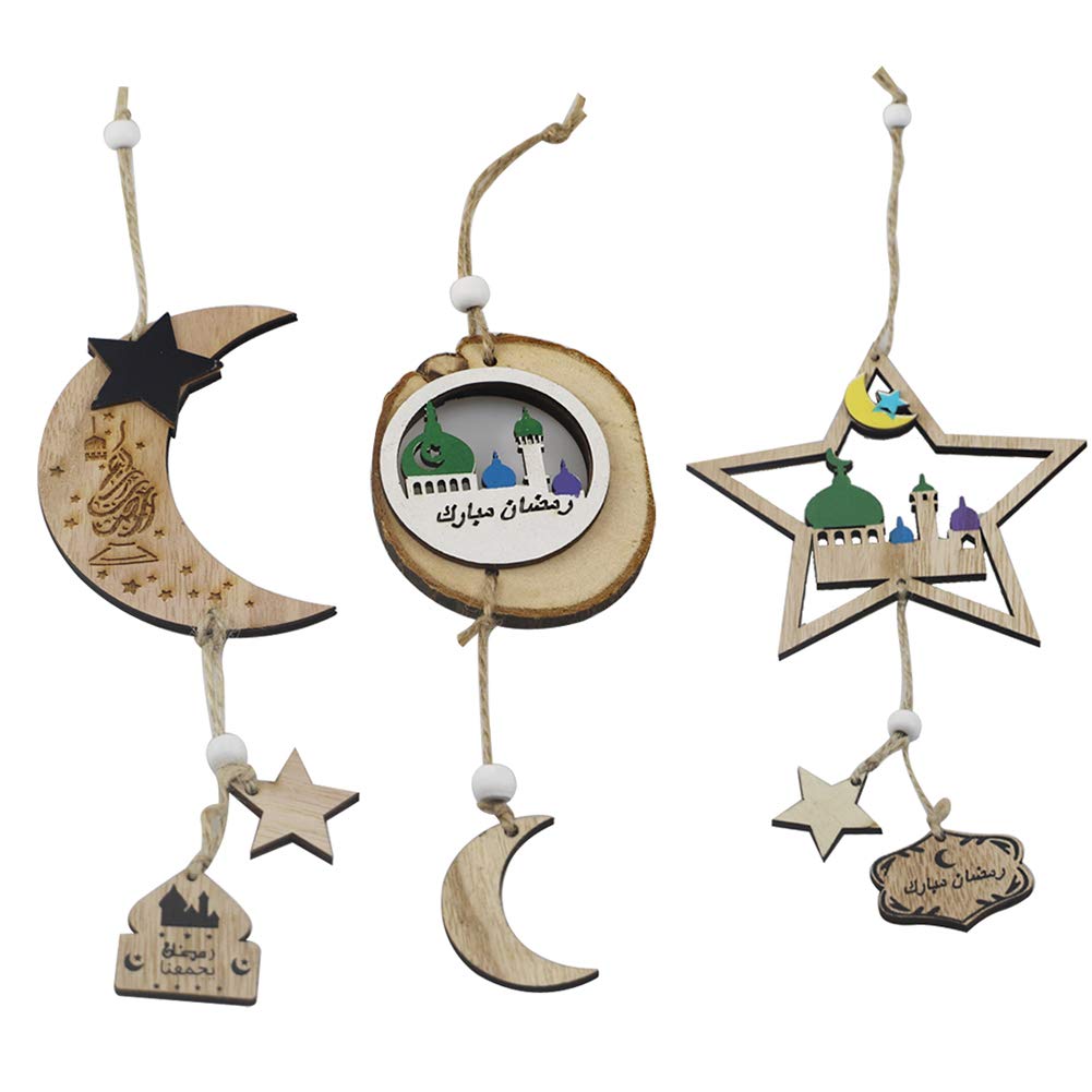 Takefuns DIY Wooden Eid Pendant - Islamic Ramadan Decoration for Eid Mubarak, Muslim Party & Home Decor - Perfect for Eid Celebrations, Ramadan Gifts & Islamic Festive Events