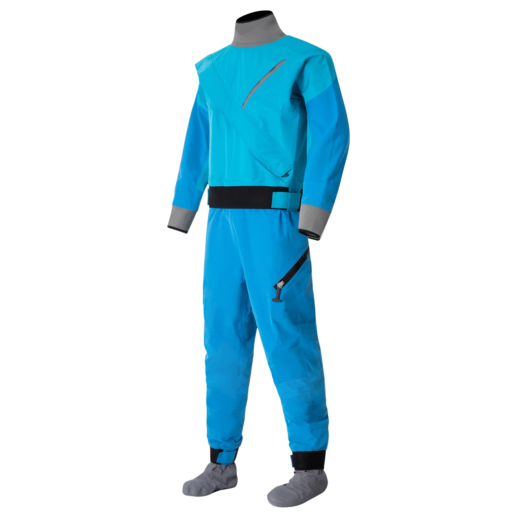Women's Cold Water Kayak Drysuit - Waterproof Front Zip Blue for Kayaking, Canoeing & Paddleboarding in Freezing Temperatures