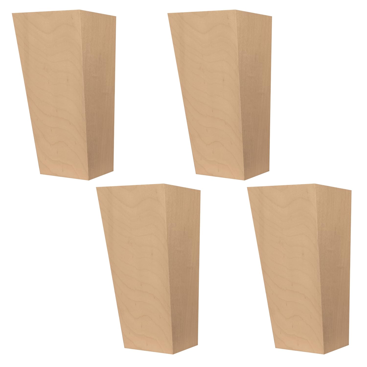 Osborne Two-Sided Tapered Furniture Legs - Set of 4 Soft Maple Wood Replacement Feet for Dressers, Cabinets, Entertainment Centers - Unfinished & Sanded for DIY Projects - Perfect for Home Office, Living Room & Bedroom Furniture Upgrades