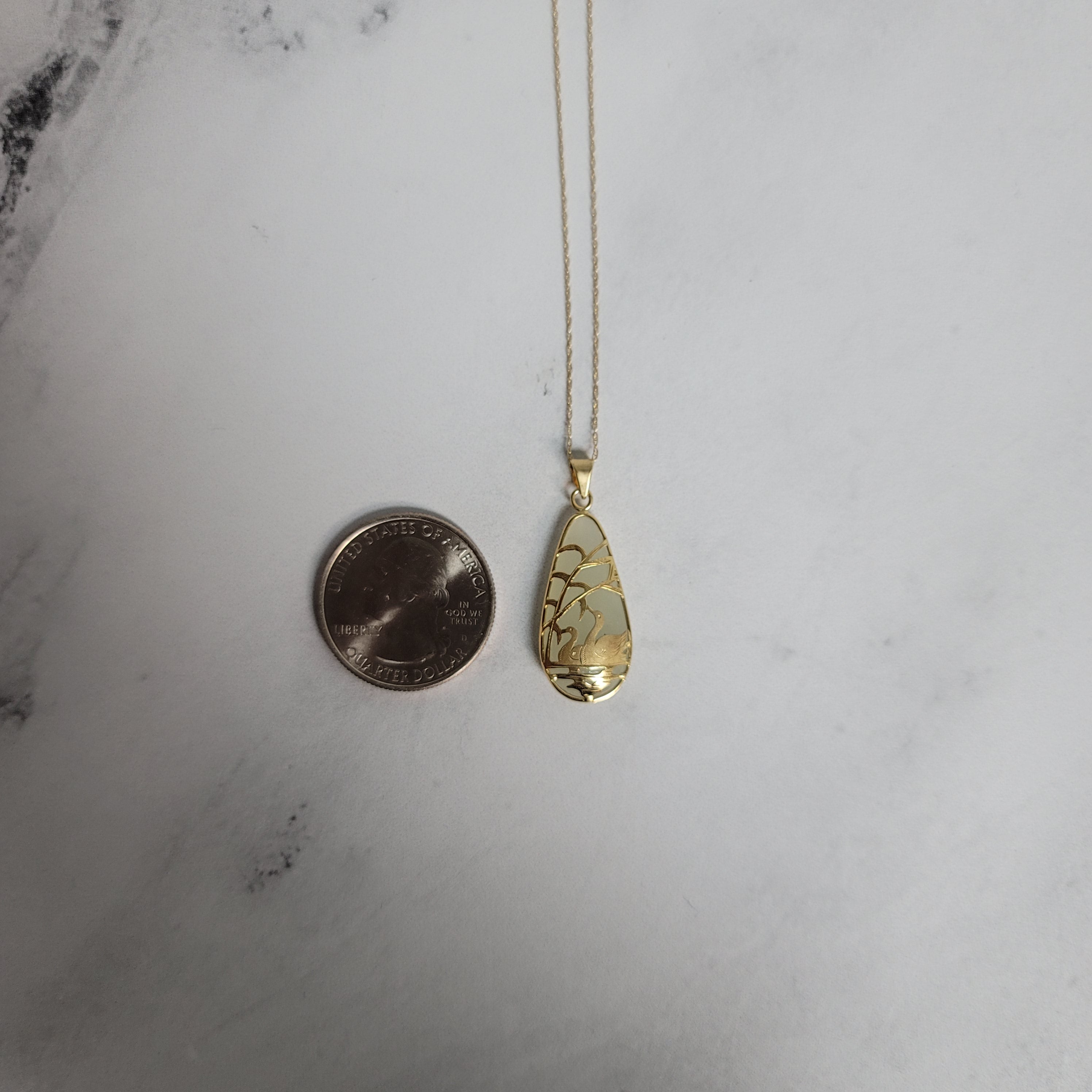 Natural Green Jadeite Pendant with 14K Yellow Gold Swan Design - Elegant Jewelry Gift for Women, Perfect for Weddings, Anniversaries & Special Occasions