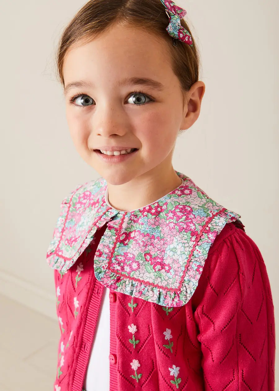 Pink Viola Floral Bib Collar Top for Girls (2-10 Years) - Perfect for Birthday Parties, School Photos & Special Occasions