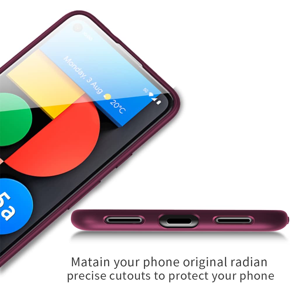 Google Pixel 5A 5G Case - Ultra Thin Slim Fit Guardian Series | Soft Flexible TPU Matte Finish Protective Cover | Lightweight Shockproof Phone Case for Women & Men | Perfect for Work, Travel & Daily Use (Wine Red)