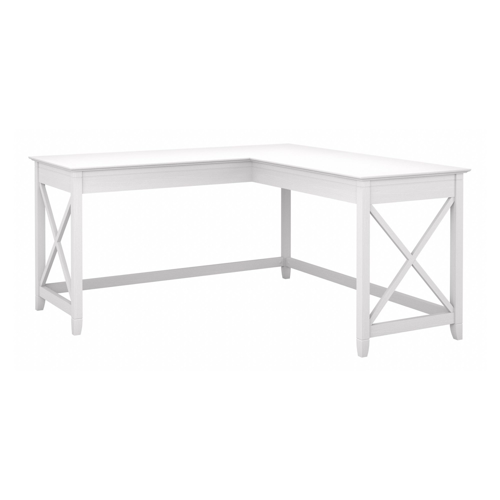 Bush Furniture Key West 60W Modern Farmhouse L-Shaped Desk in Pure White Oak | 60-Inch Corner Computer Desk for Home Office | Perfect for Small Spaces & Remote Work