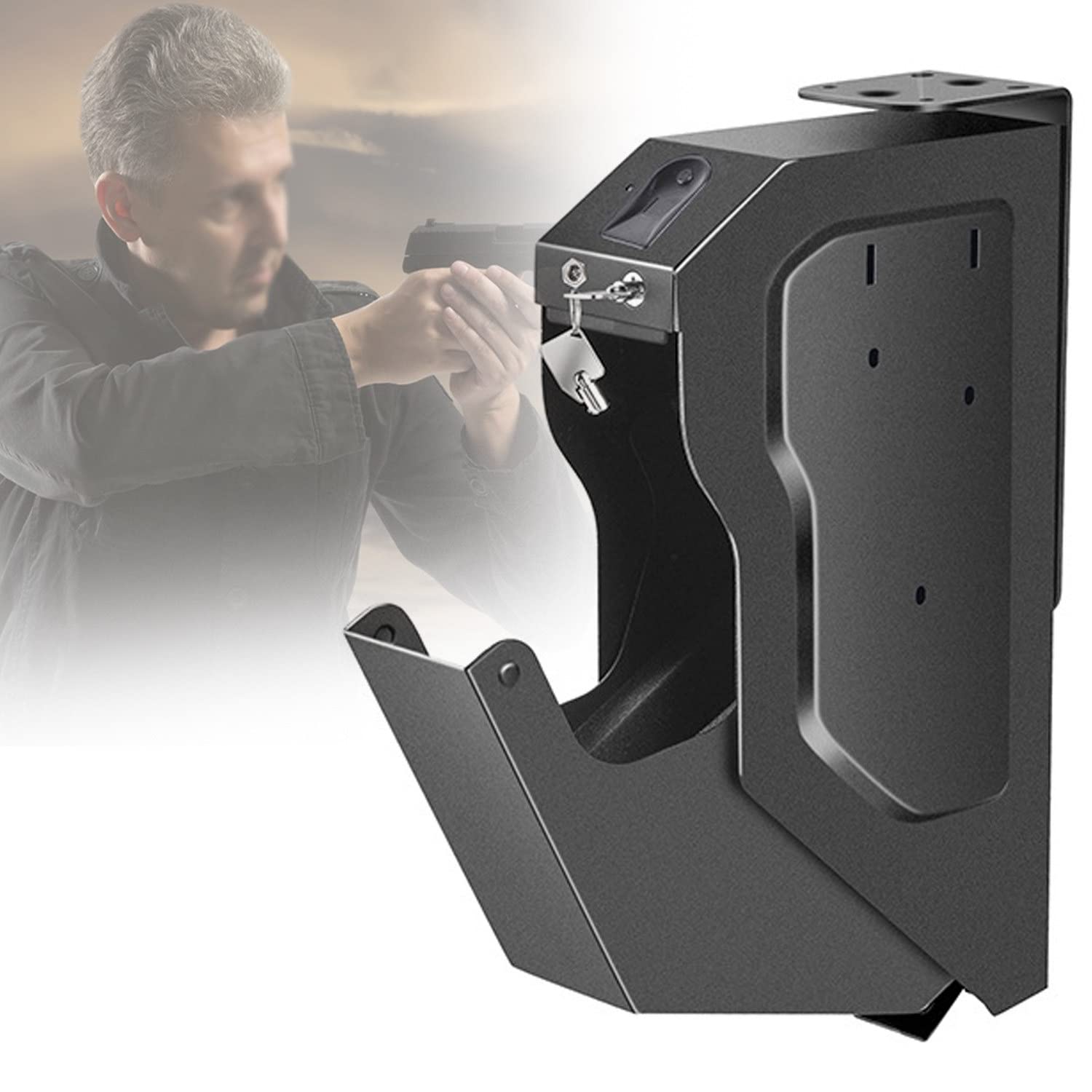 Portable Travel Pistol Safe Box with Fingerprint Biometric Lock & 2 Emergency Keys - Firearm Safety Device for Home Security & Wall Mount Gun Cabinet - Perfect for Travel, Hotel Rooms, and Secure Home Storage