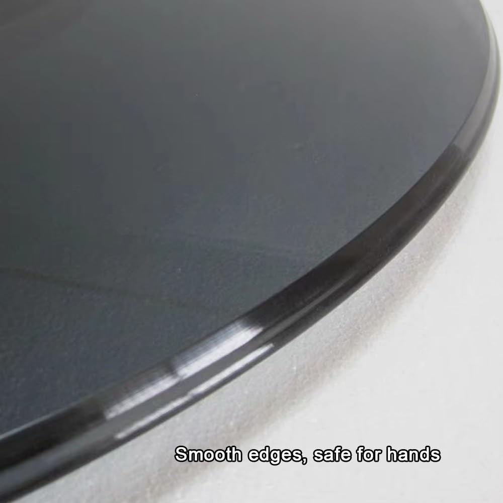Tempered Glass Round Dining Table Top - 18in 24in 28in 36in 40in (45cm/18in) - Heat Resistant Black Glass Table Top for Indoor & Outdoor Use - Perfect for Patio, Restaurant, and Home Decor
