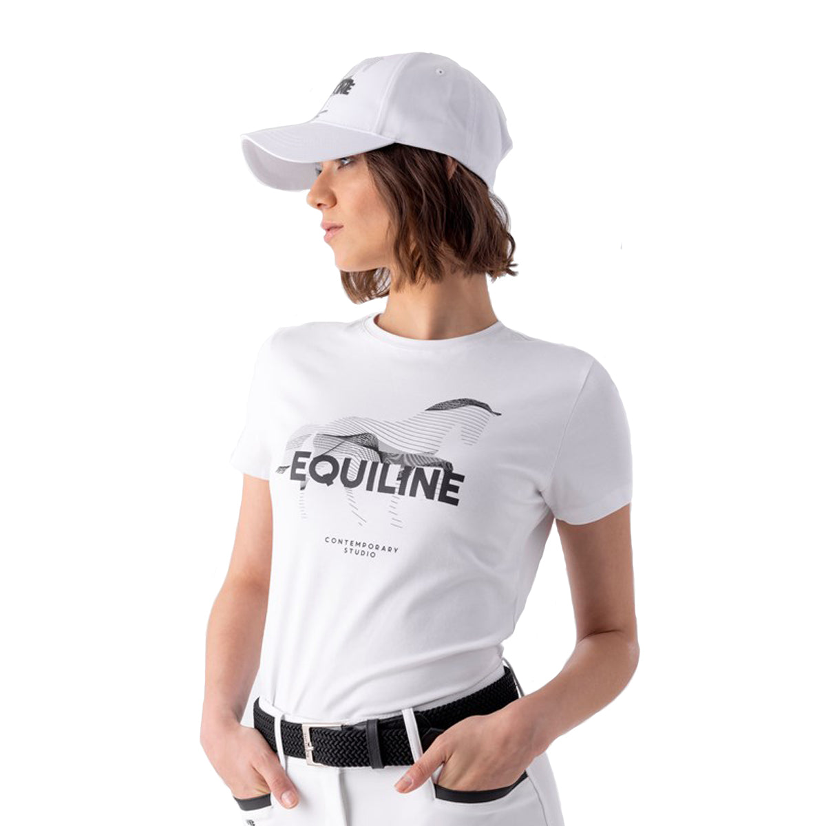 Equiline Women's Cubby Round Neck T-Shirt - Soft Cotton Casual Tee for Everyday Wear | Perfect for Work, Outings & Relaxing at Home