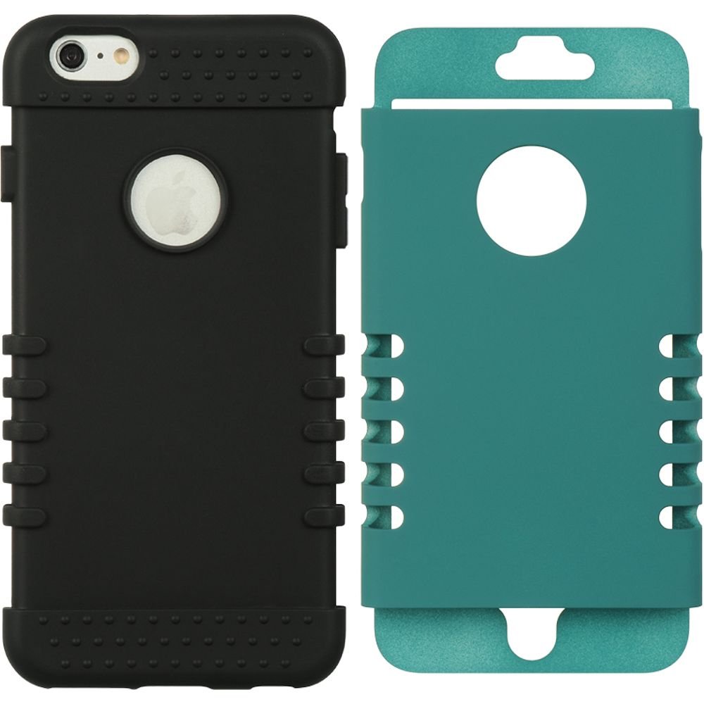 Apple iPhone 6 Plus Hybrid Case - 3-Piece Protective Cover with Dark Green/Black Skin - Shockproof & Slim Design - Retail Packaging - Perfect for Daily Use, Travel & Outdoor Activities