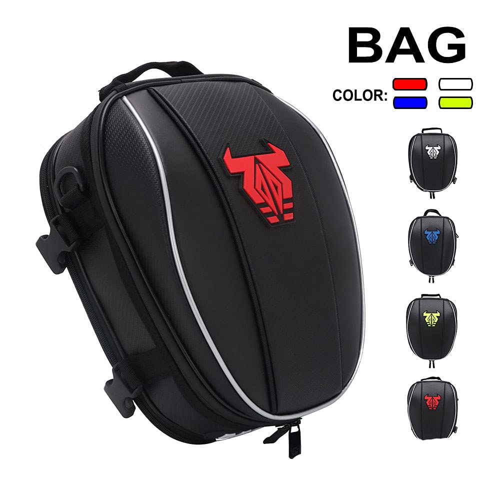 **Waterproof Motorcycle Tail Bag - Dual Seat Saddle Backpack for Travel & Commuting - Durable Luggage Storage with Multiple Pockets (Red) - Perfect for Road Trips, Daily Rides & Adventure Tours**