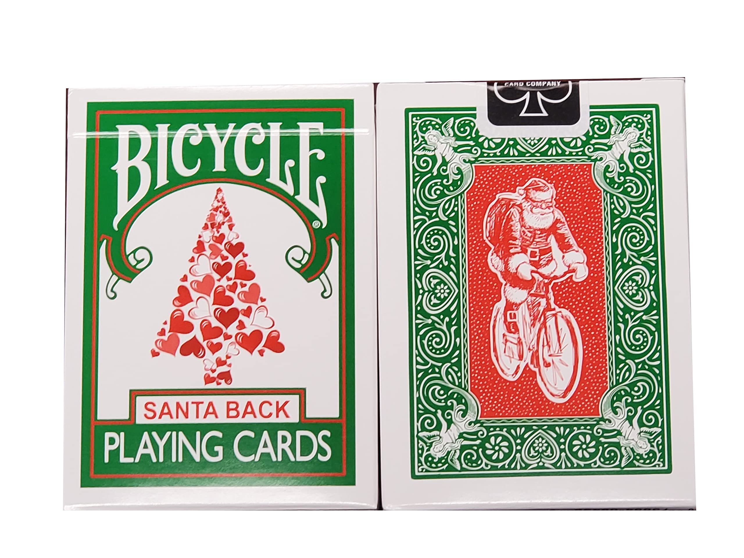 Green Bicycle Playing Cards with Red Santa Design - Perfect for Holiday Parties, Gifts, and Family Game Nights