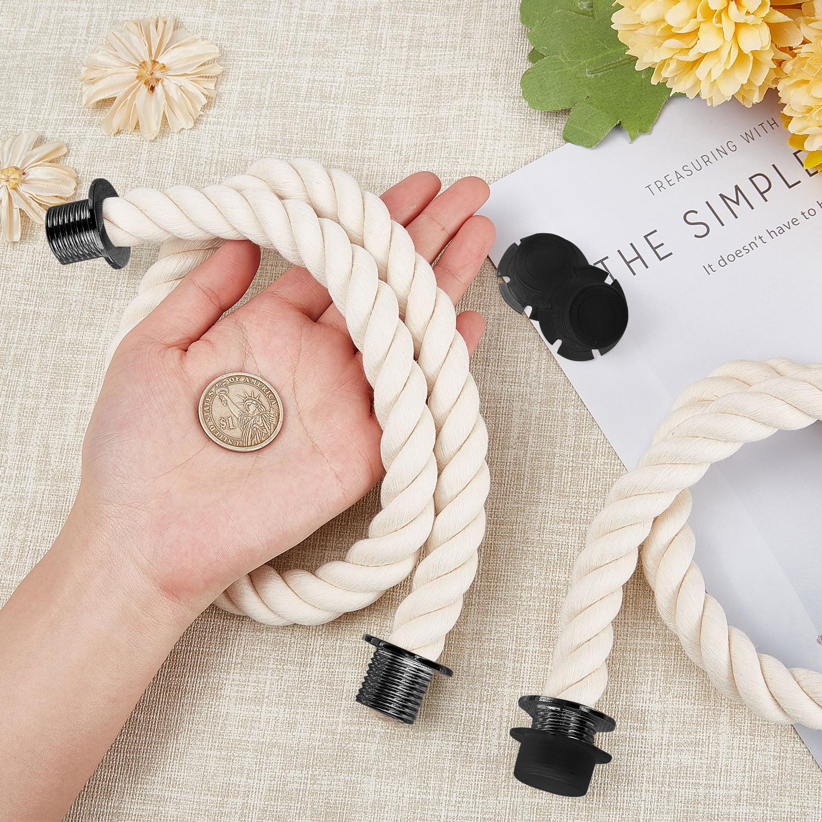 GORGECRAFT 25.2 Inch Braided Rope Handbag Strap with Canvas Insert - Replacement Bag Handle for Women's Tote Purse in Light Goldenrod Yellow - Perfect for Repair, Style Upgrade & Everyday Use