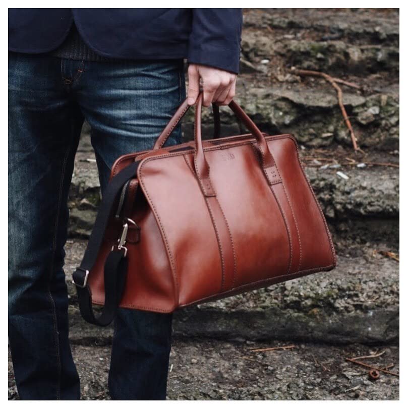 Personalized Monogrammed Leather Messenger Bag for Men - Large Laptop Briefcase, Work & Computer Shoulder Bag - Perfect for Office, Business Travel & Daily Commute