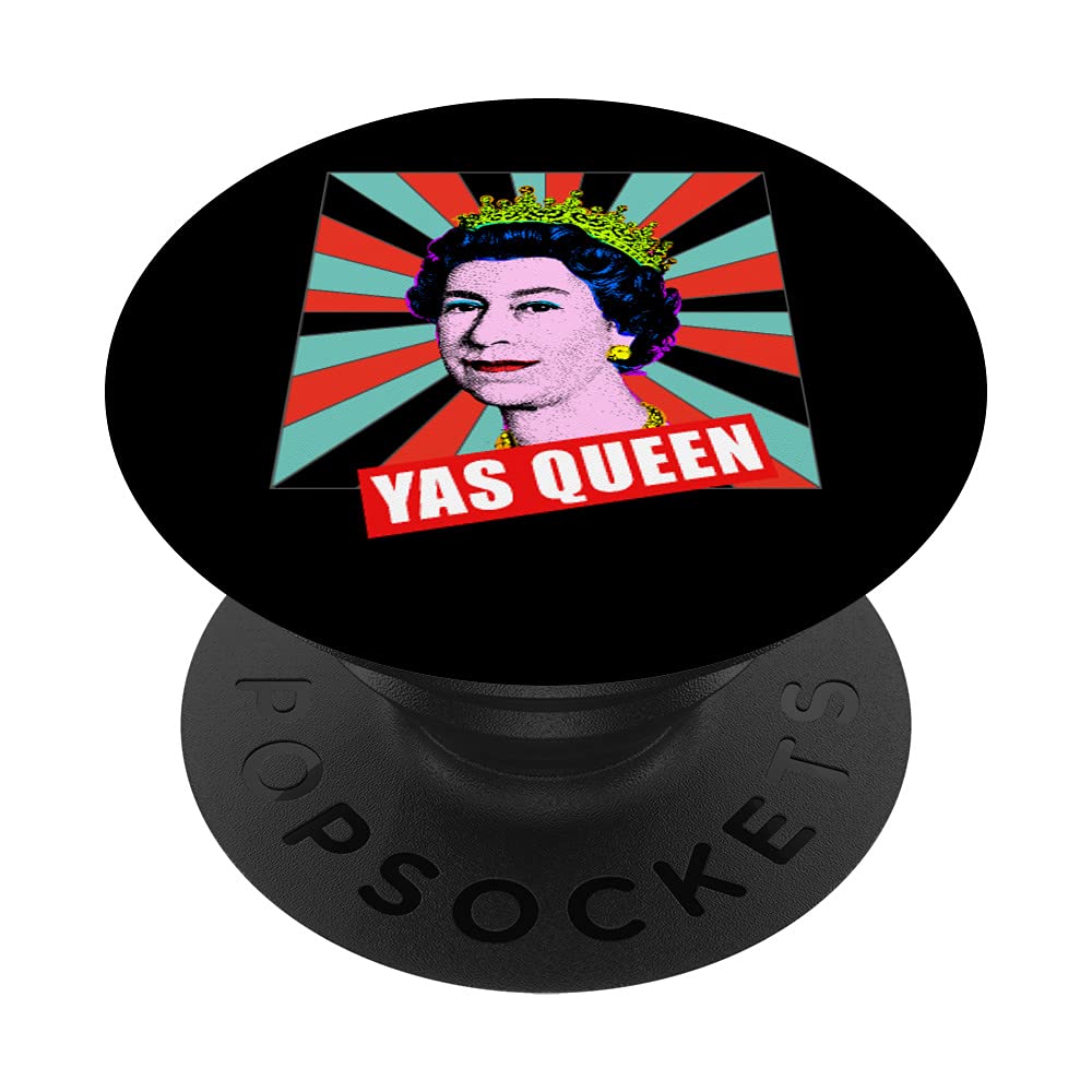 Elizabeth Yas Queen Retro Pop Art Queen of England Swappable PopGrip - Stylish Phone Grip & Stand for iPhone, Samsung & Smartphones - Perfect for Daily Use, Commuting & Travel
