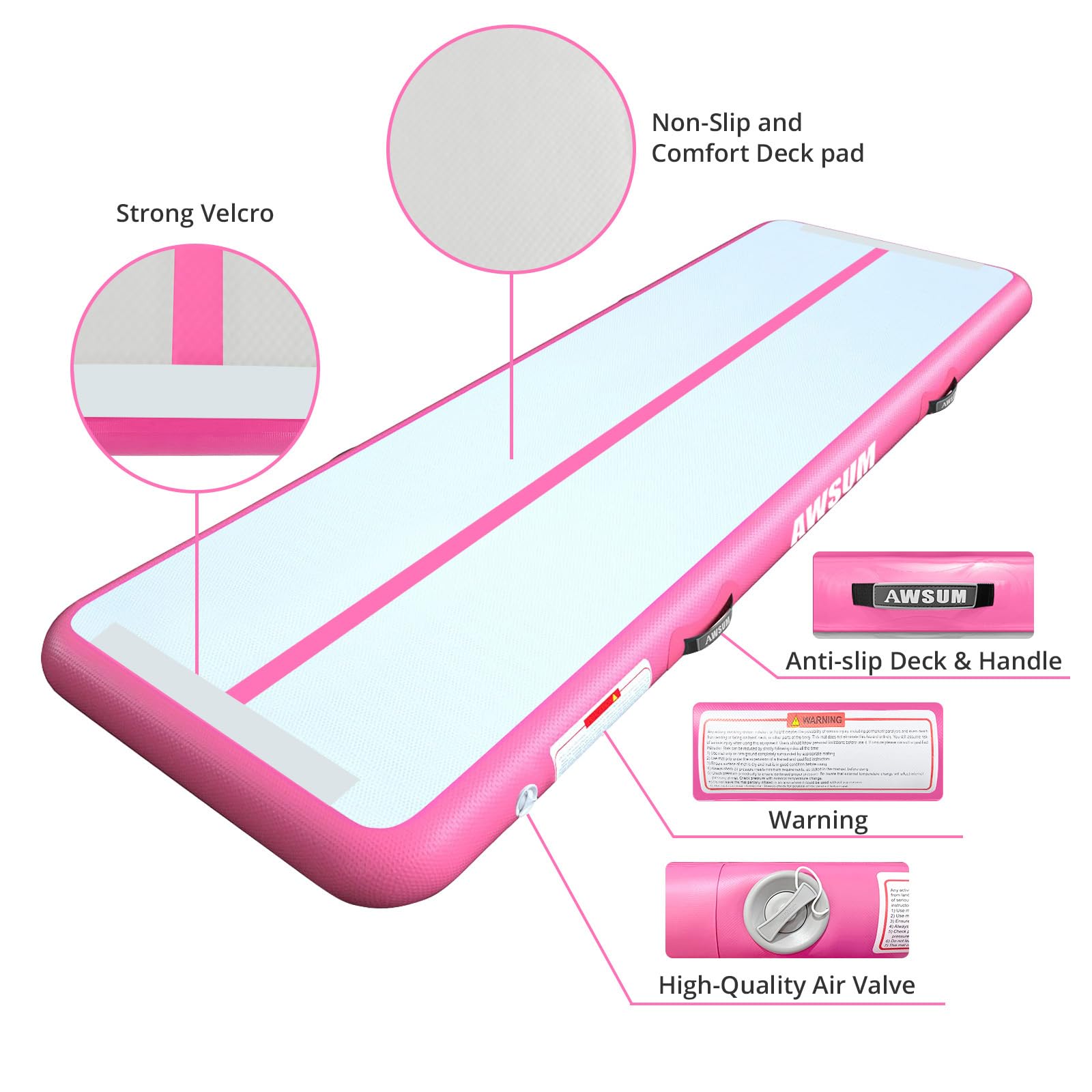 Best Inflatable Air Gymnastics Mat 10ft/13ft/16ft/20ft/23ft - 4/8 Inch Thick Tumbling Training Mat with Electric Pump - Perfect for Home Gym, Outdoor Yoga, Kids Play & Cheerleading Practice