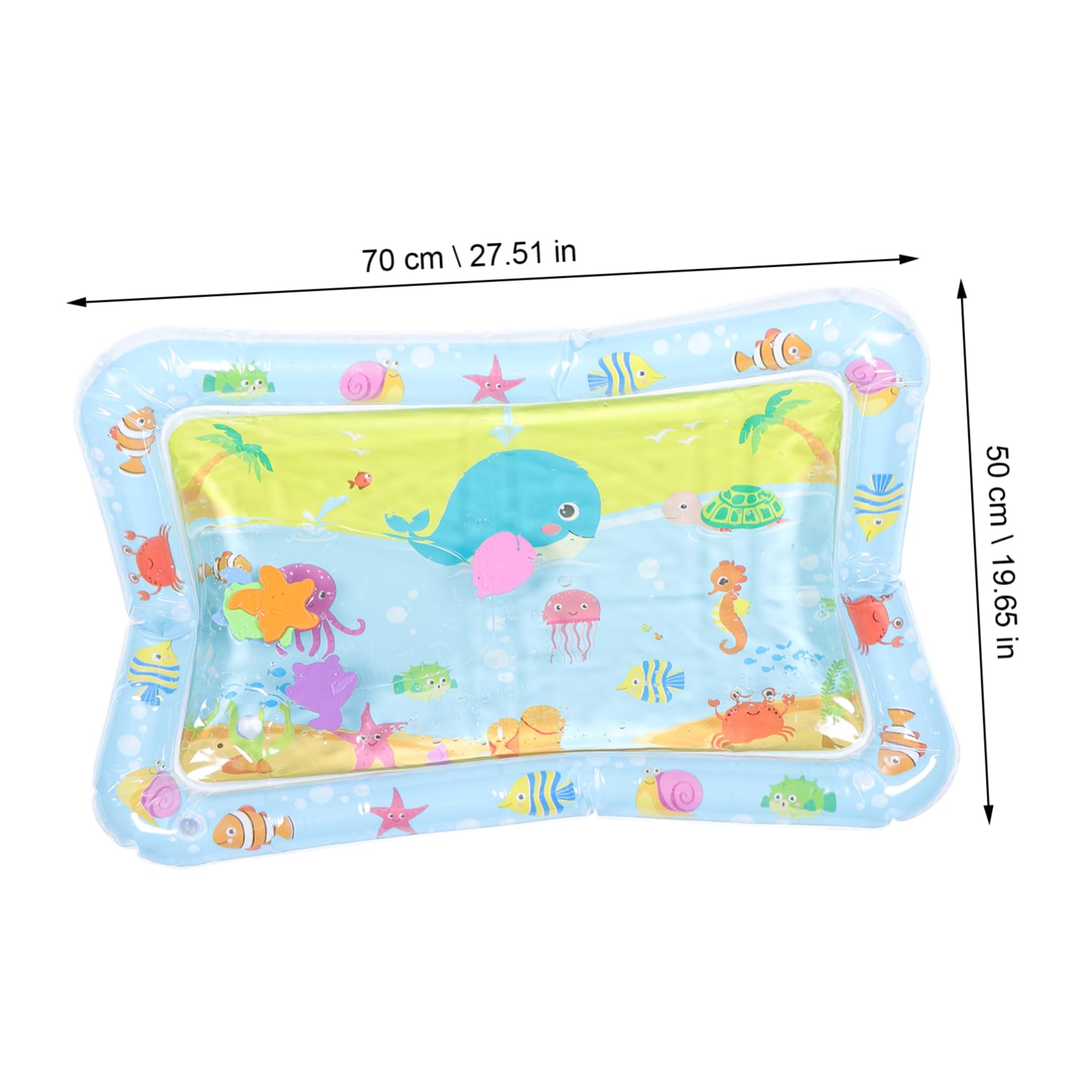 HEMOTON 4-Piece Inflatable Baby Tummy Time Water Play Mat - Safe PVC Water Activity Toy for Infants 0-6 Months - Perfect for Floor Play, Sensory Development & Summer Fun