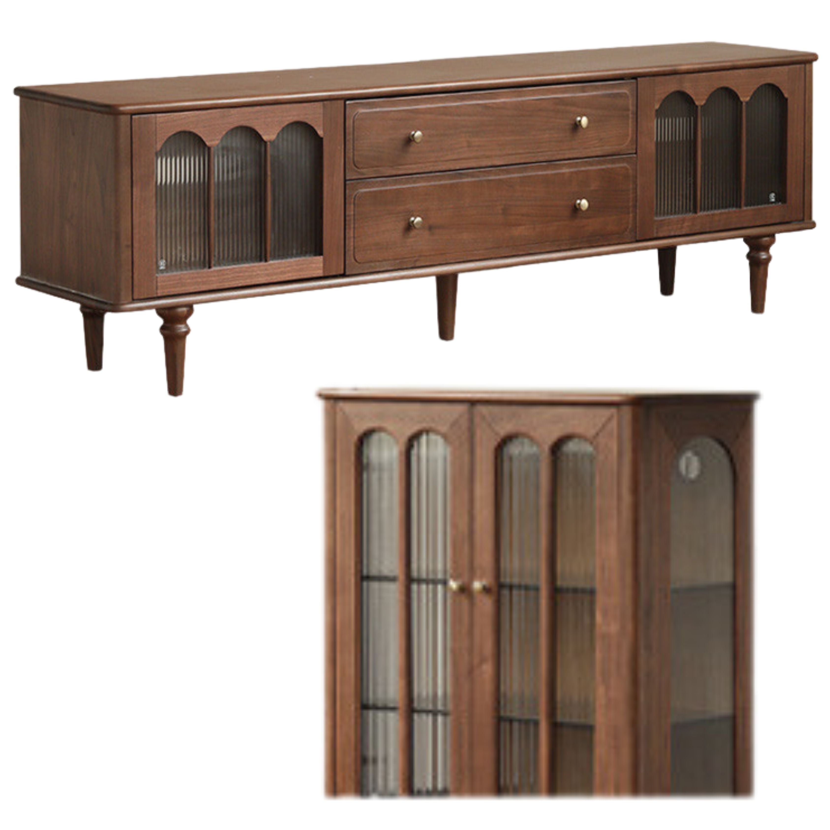 70.9x15.7x22 inch /180x40x56сm /Rich Dark Walnut color/ TV cabinet+side cabinet