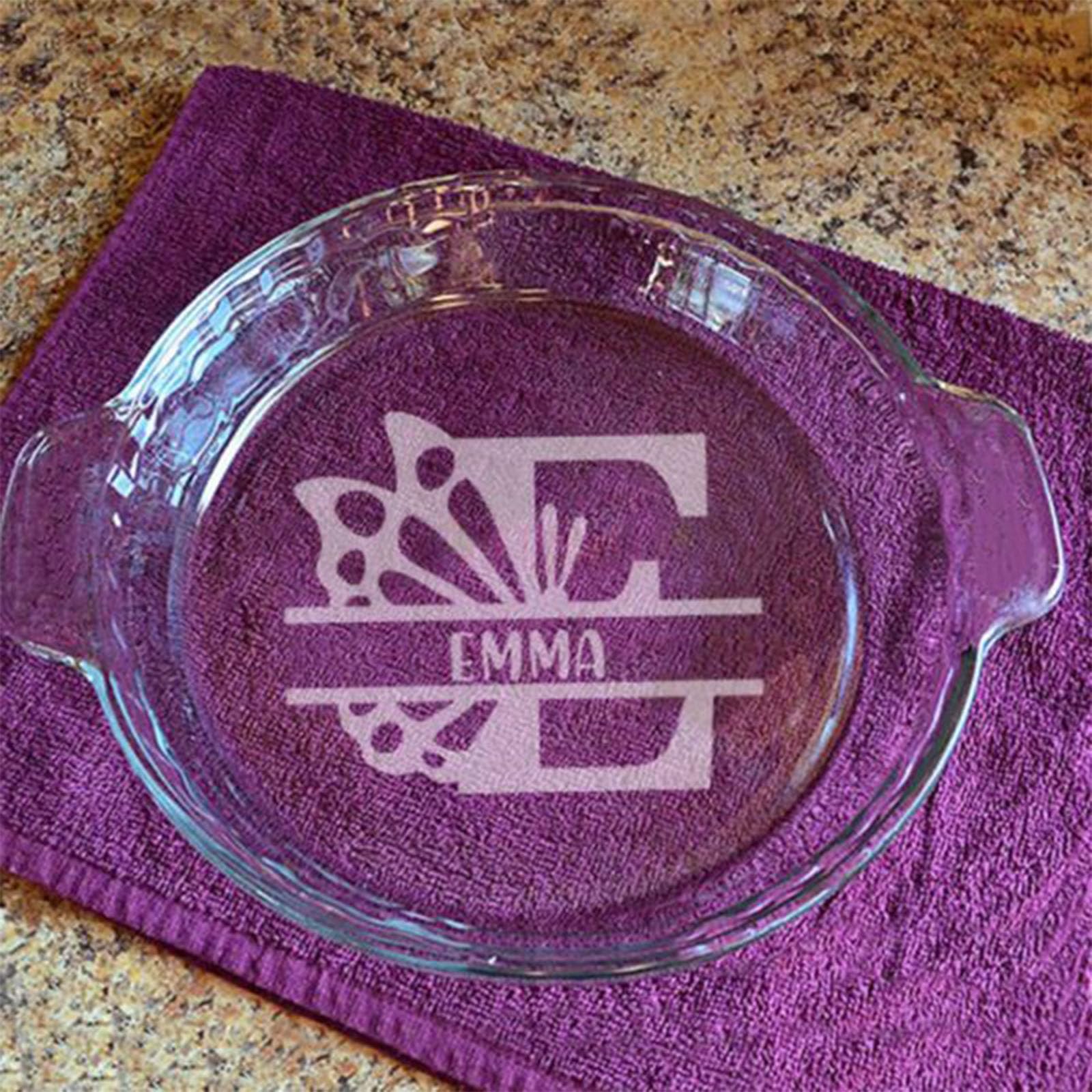 Custom Engraved 9-Inch Pyrex Glass Pie Plate with Handles - Personalized Baking Dish for Pies, Snacks, Salads & Desserts | Perfect for Holiday Baking, Family Gatherings & Potluck Parties