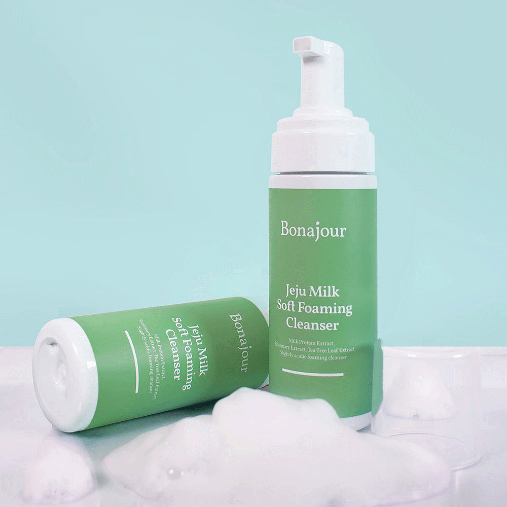 BONAJOUR Jeju Milk Soft Foaming Cleanser 150ml - Gentle Face Wash for Dry & Sensitive Skin | Hydrating & Moisturizing Cleanser with Jeju Milk Extract | Perfect for Daily Skincare Routine & Travel