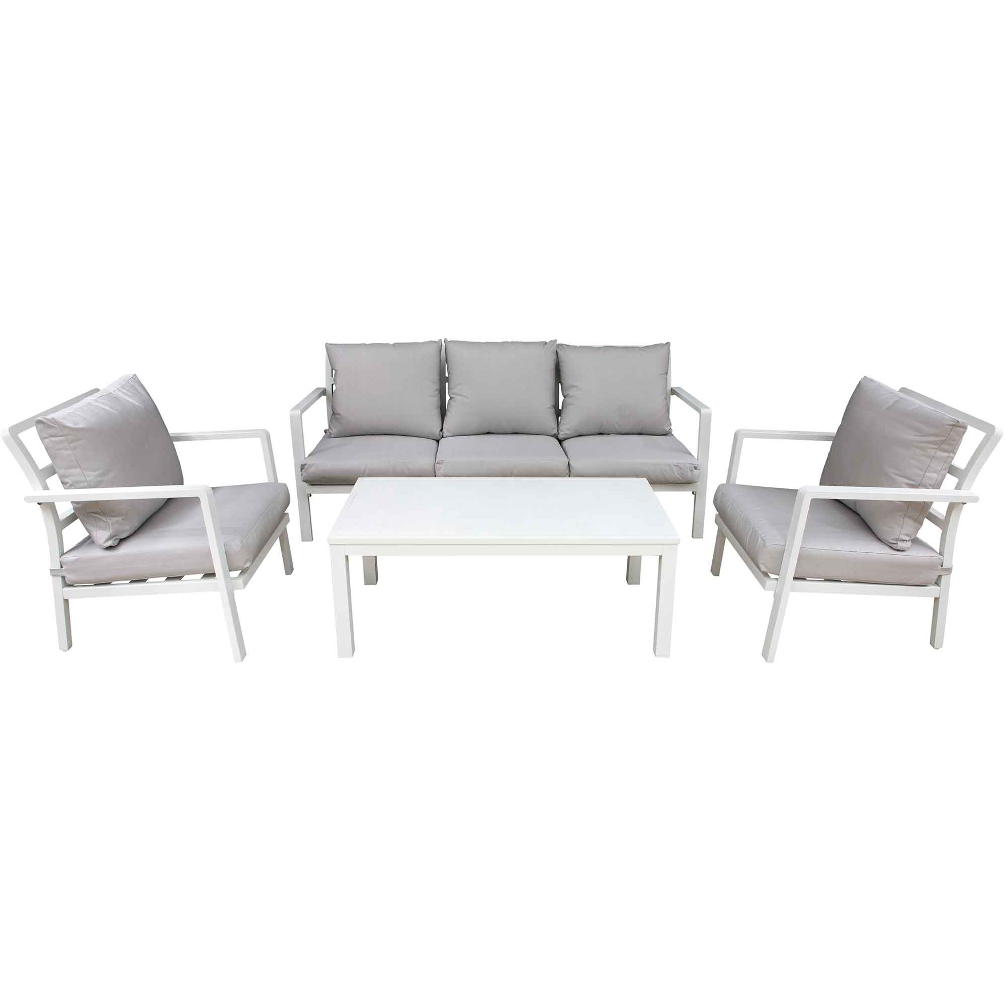Kyoto 4-Piece Aluminum Outdoor Patio Furniture Set with Sofa and Coffee Table - Weather-Resistant White Finish for Garden, Poolside & Backyard Relaxation
