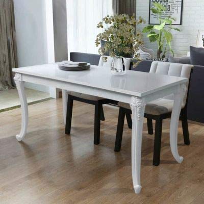 Premium High Gloss White MDF Dining Table with 4 Sturdy Legs - Modern Rectangular Kitchen & Living Room Table for Family Dinners, Entertaining, and Home Decor