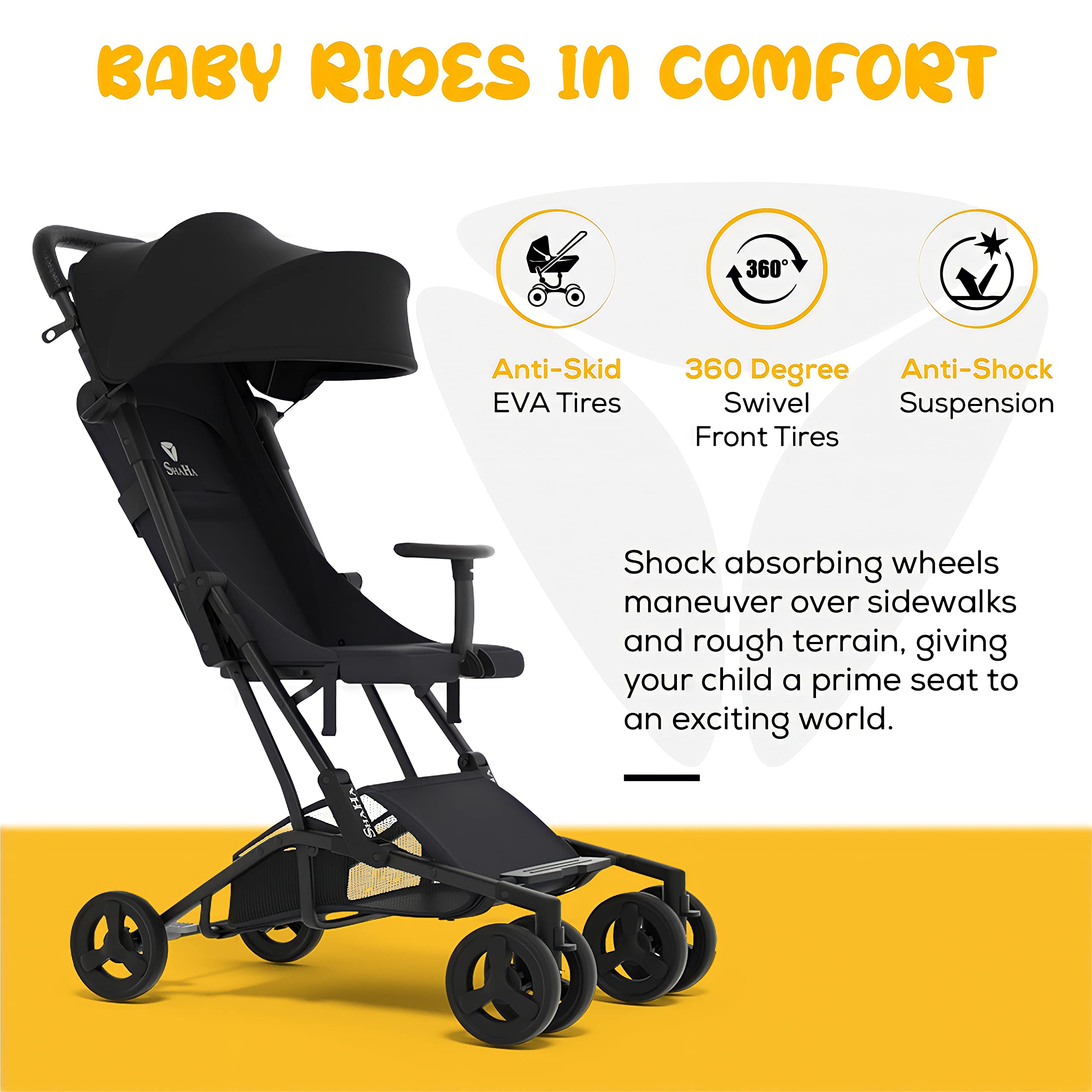 **Lightweight Foldable Baby Stroller for Travel - Compact Umbrella Stroller with Swivel Wheels, 1-Step Brake, Sun Canopy & Reclining Seat (Up to 40 lbs) - Perfect for Airplane, Shopping & Daily Walks**