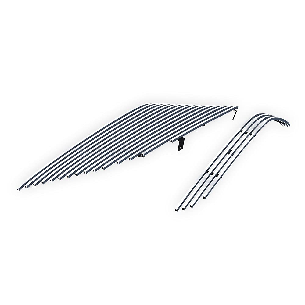 APS Compatible with Acura MDX 2007-2009 Stainless Steel Front Bumper Grille Insert Combo - Upper & Lower Billet Grille in SS Silver (H86616A) - Perfect for Car Customization & Off-Road Protection