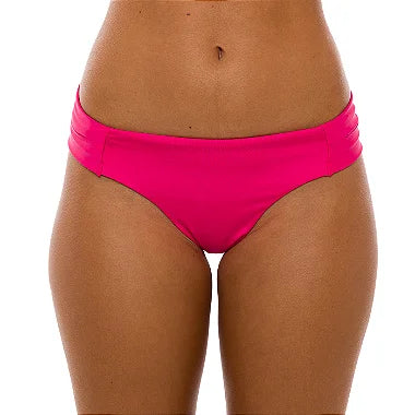 Brazilian High-Waisted Bikini Bottom - Pink Solid Swimwear for Women, Perfect for Beach Vacations, Pool Parties & Summer Getaways