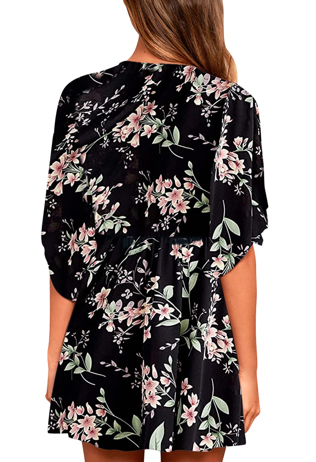 Meenew Women's Summer Casual Loose Tunic Swing Dress - V Neck Short Sleeve Vacation Beach Dress for Travel, Outing & Daily Wear