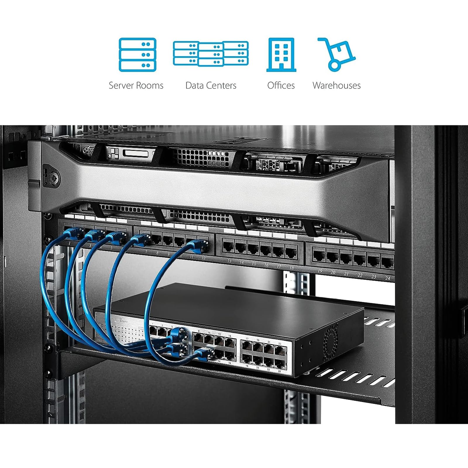 WHKM 1U Vented Server Rack Shelf Tray - Heavy Duty Steel Construction for 19