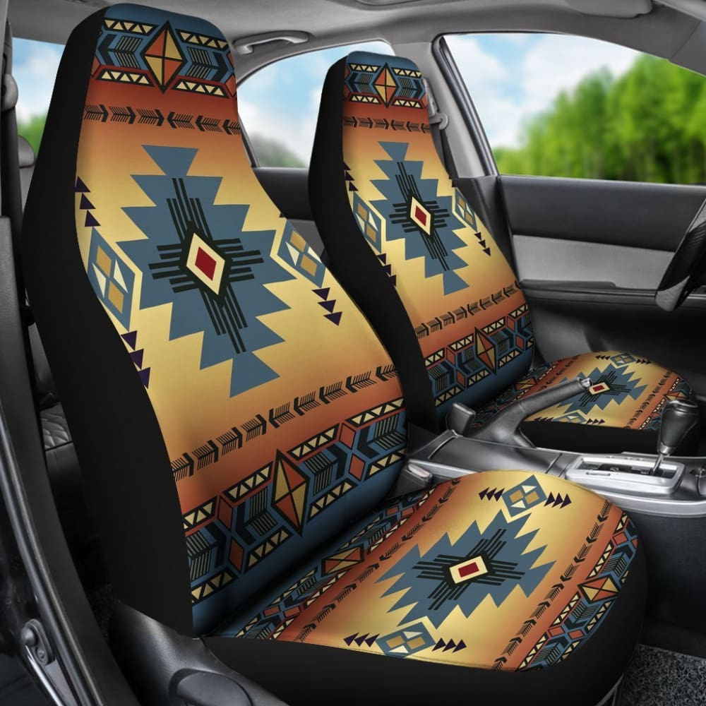 Premium Blue Diamond Triangle Native American Style Car Seat Covers - Handmade Southwest Design for Trucks & SUVs - Perfect for Road Trips, Camping & Daily Commutes