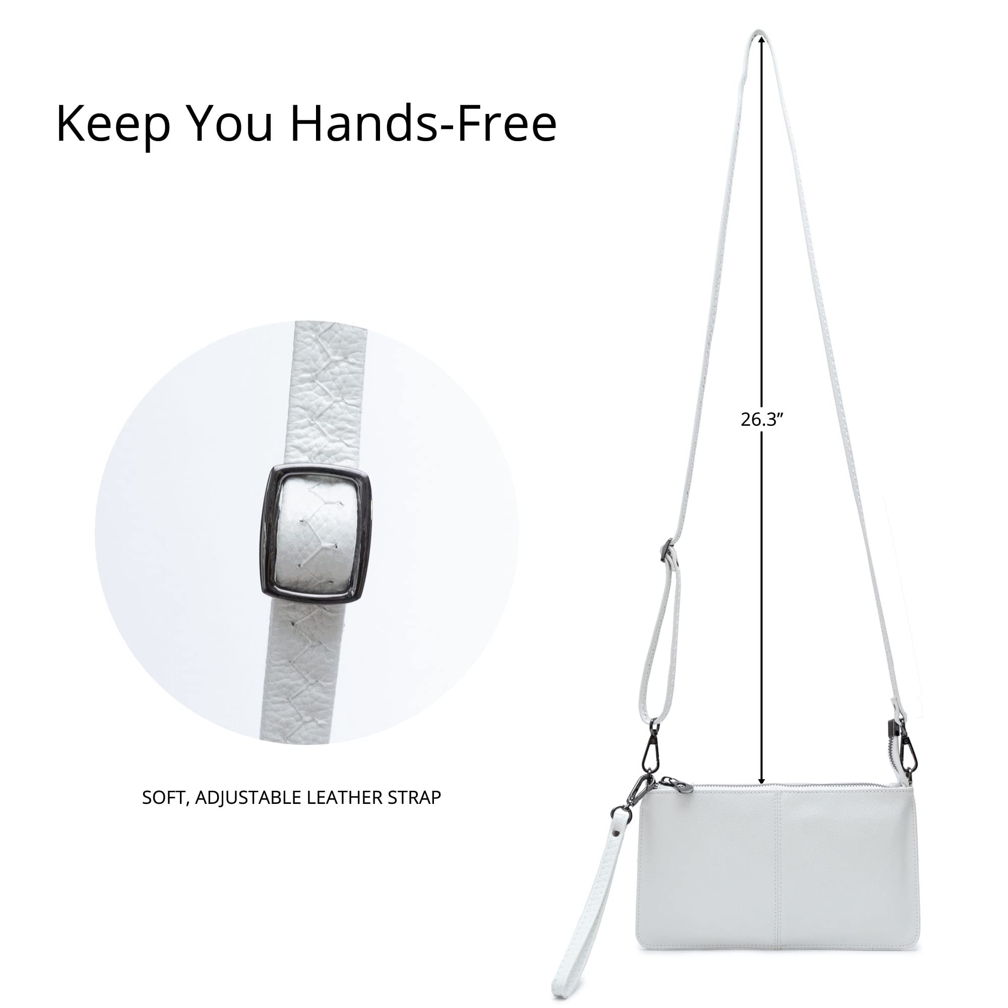 Bveyzi Genuine Leather Wristlet Purse for Women - Elegant Envelope Clutch Wallet & Small Crossbody Bag - Perfect for Evening Parties, Weddings, and Formal Events