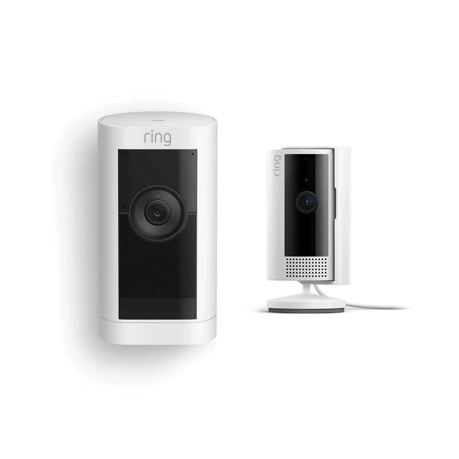 Ring Stick Up Cam Pro Battery & Indoor Cam - Wireless Security Camera System for Home, Outdoor & Indoor Surveillance - White (Ideal for Monitoring Front Door, Backyard, Baby Room)