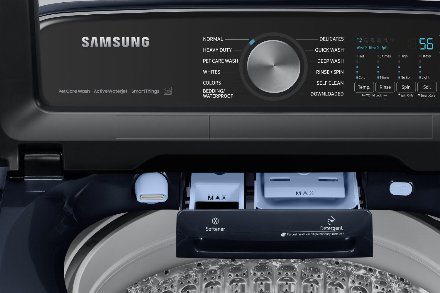 Samsung 6.1 cu.ft Top Load Washer with Pet Care & Agitator & 7.4 cu.ft Smart Dryer Set - WA53CG7155ADA4/DVE54CG7155DAC - Perfect for Pet Owners & Large Families Laundry Needs