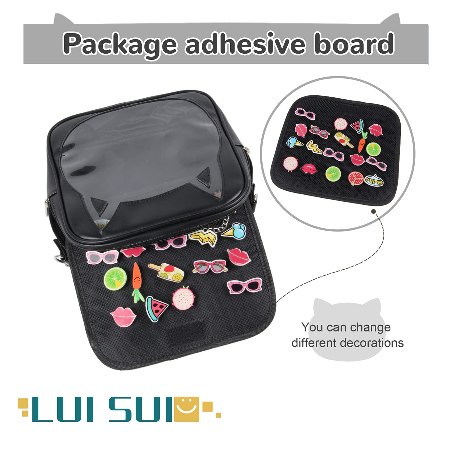 Cute Kawaii Cat Ita Bag for Women - Clear Crossbody Purse with Pin Display, Stylish Shoulder Messenger Bag for Anime Conventions & Daily Use